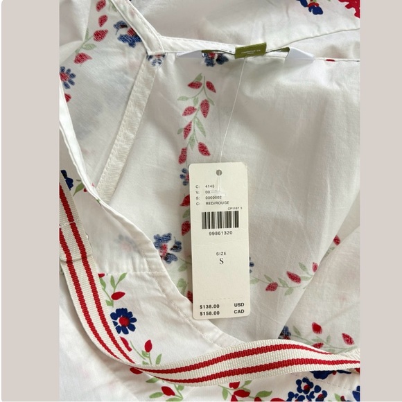 NWT Anthropologie Celandine Plunge-Neck Drop-Waist Floral Cotton Midi Dress, S - Picture 11 of 13